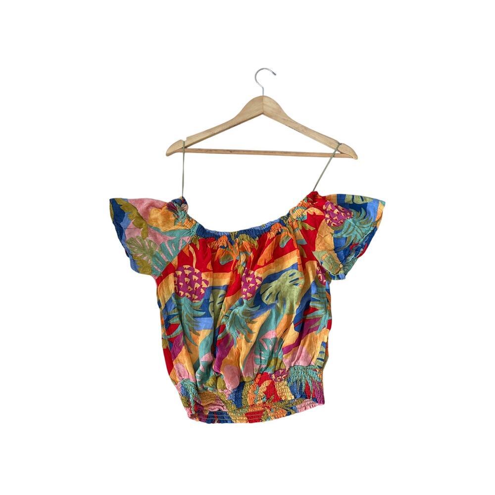 Christian Siriano New York Multicolor Abstract Print Rayon Off-Shoulder